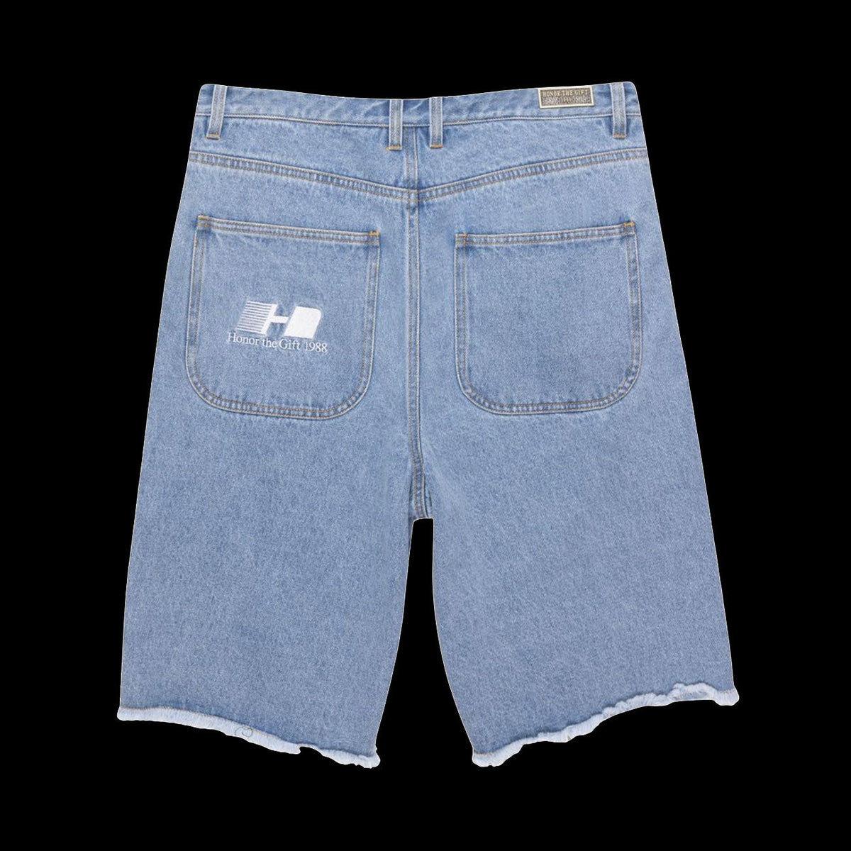 Honor The Gift Frayed Edge 11" Denim Bermuda Shorts (Indigo Denim)